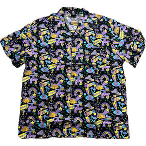 Insomniac EDC Electric Daisy Festival Button Down Shirt Size L Large All Over
